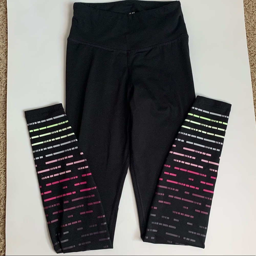 H&M black leggings with “choppy” striped design